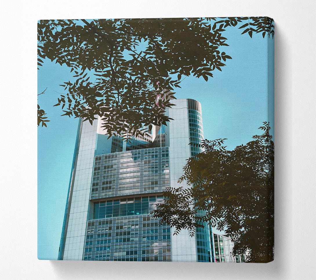  A Canvas Print of Skyline Blue Glass Building Canvas Art