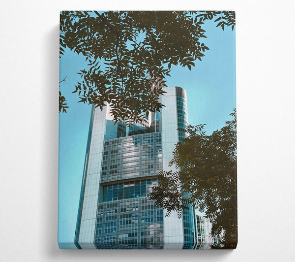 A Canvas Print of Skyline Blue Glass Building Canvas Art