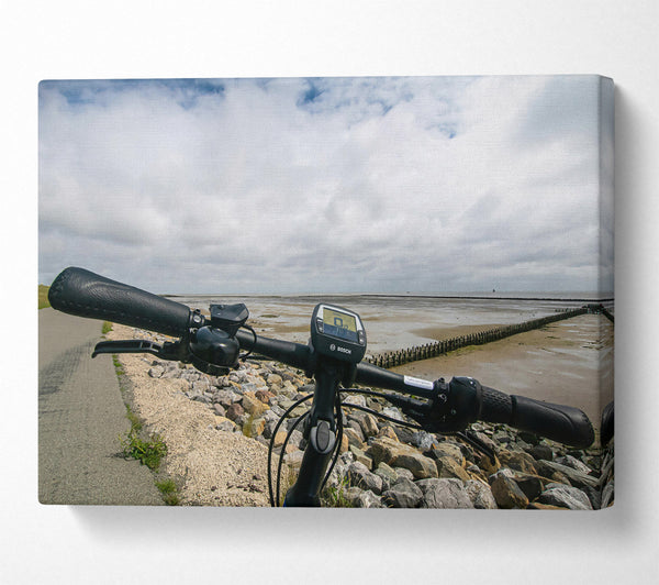  A Canvas Print of Black Bike On The Shore Canvas Wall Art