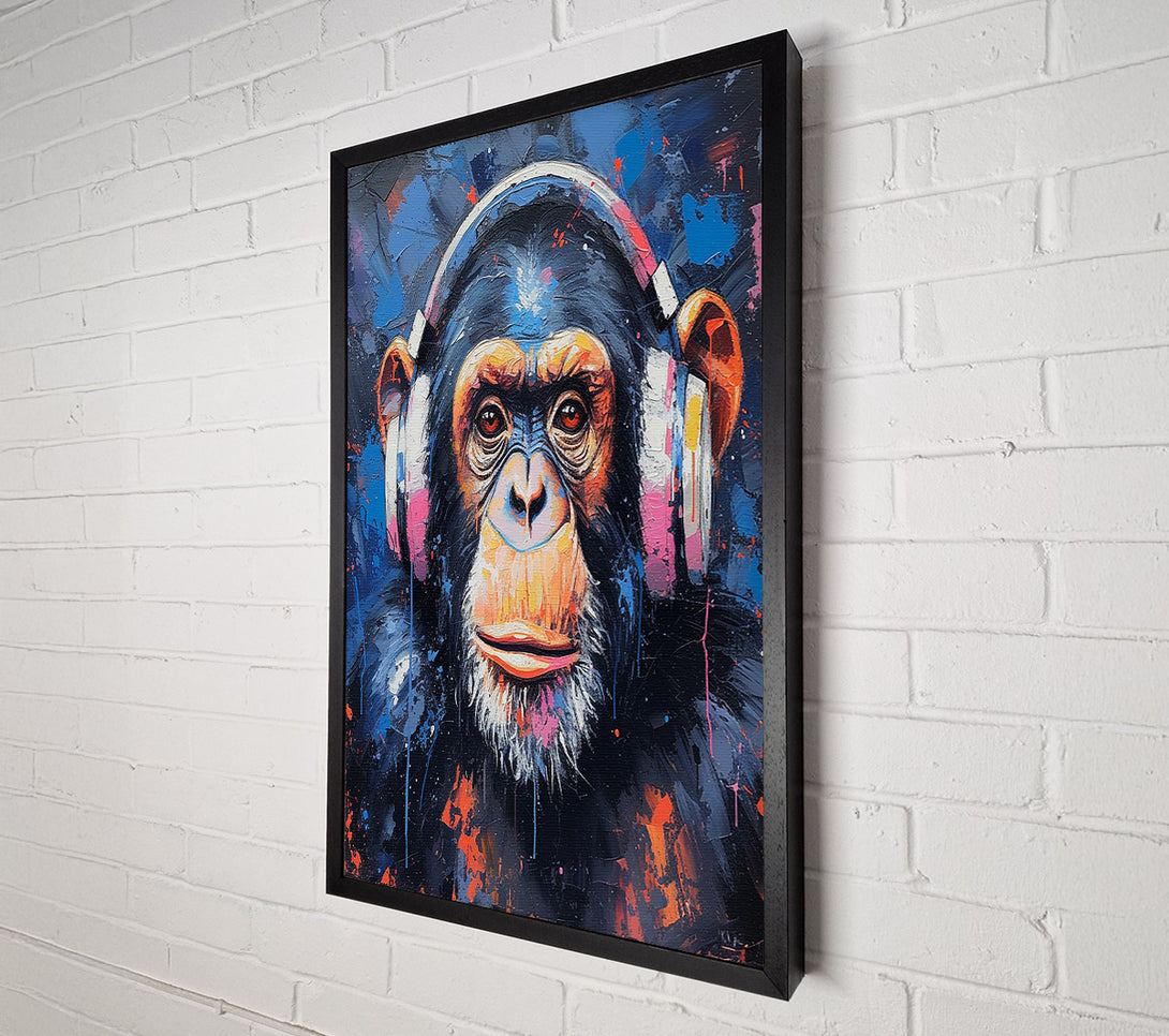  A Canvas Print of Chimpanzee Music Canvas Wall Art