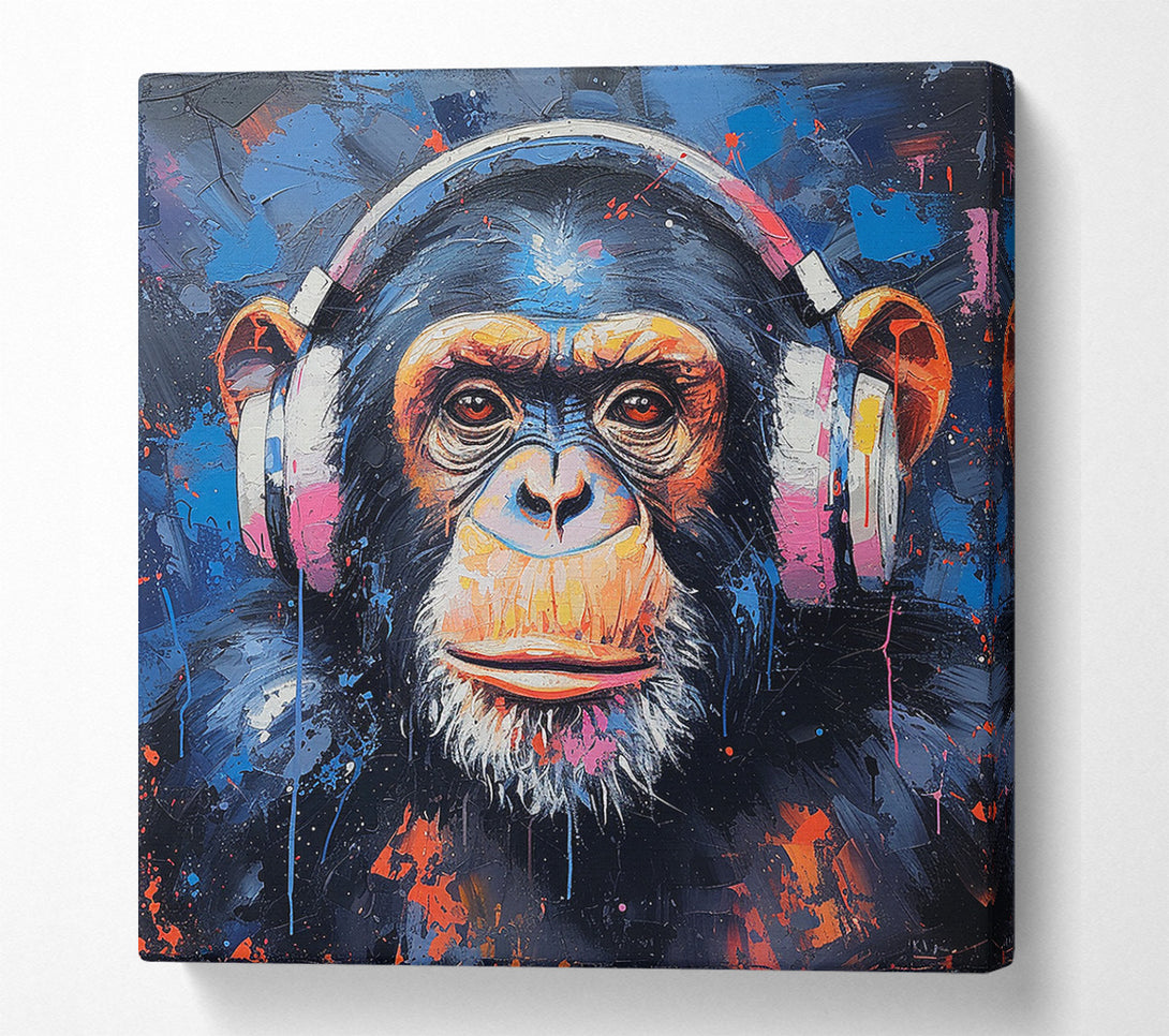 A Canvas Print of Chimpanzee Music Canvas Wall Art