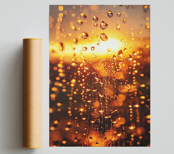Golden Raindrops Sunset Print