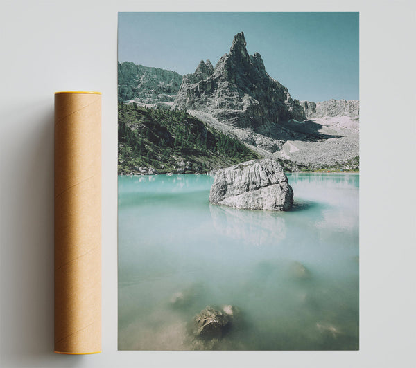Turquoise Mountain Lake Poster