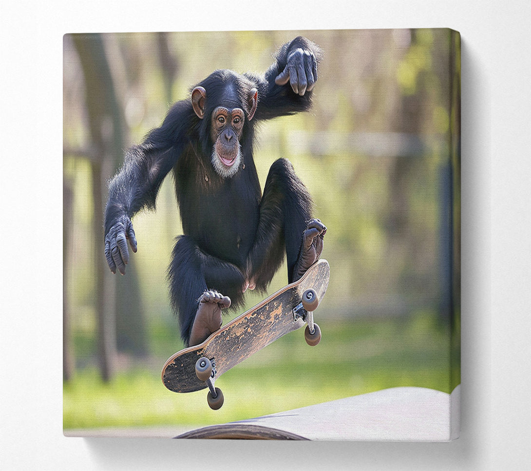  A Canvas Print of Chimpanzee Skating Canvas Art