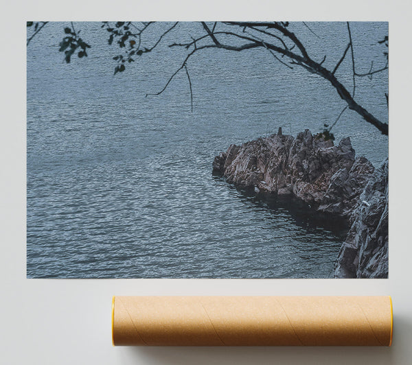 Blue Water Rockscape Poster