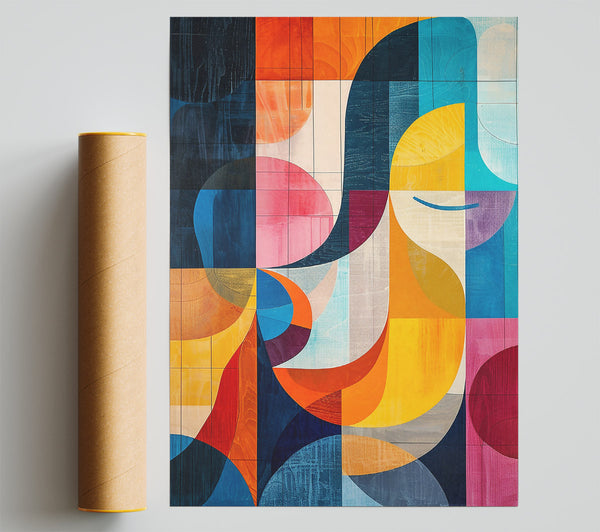 Blue Geometric Harmony Poster