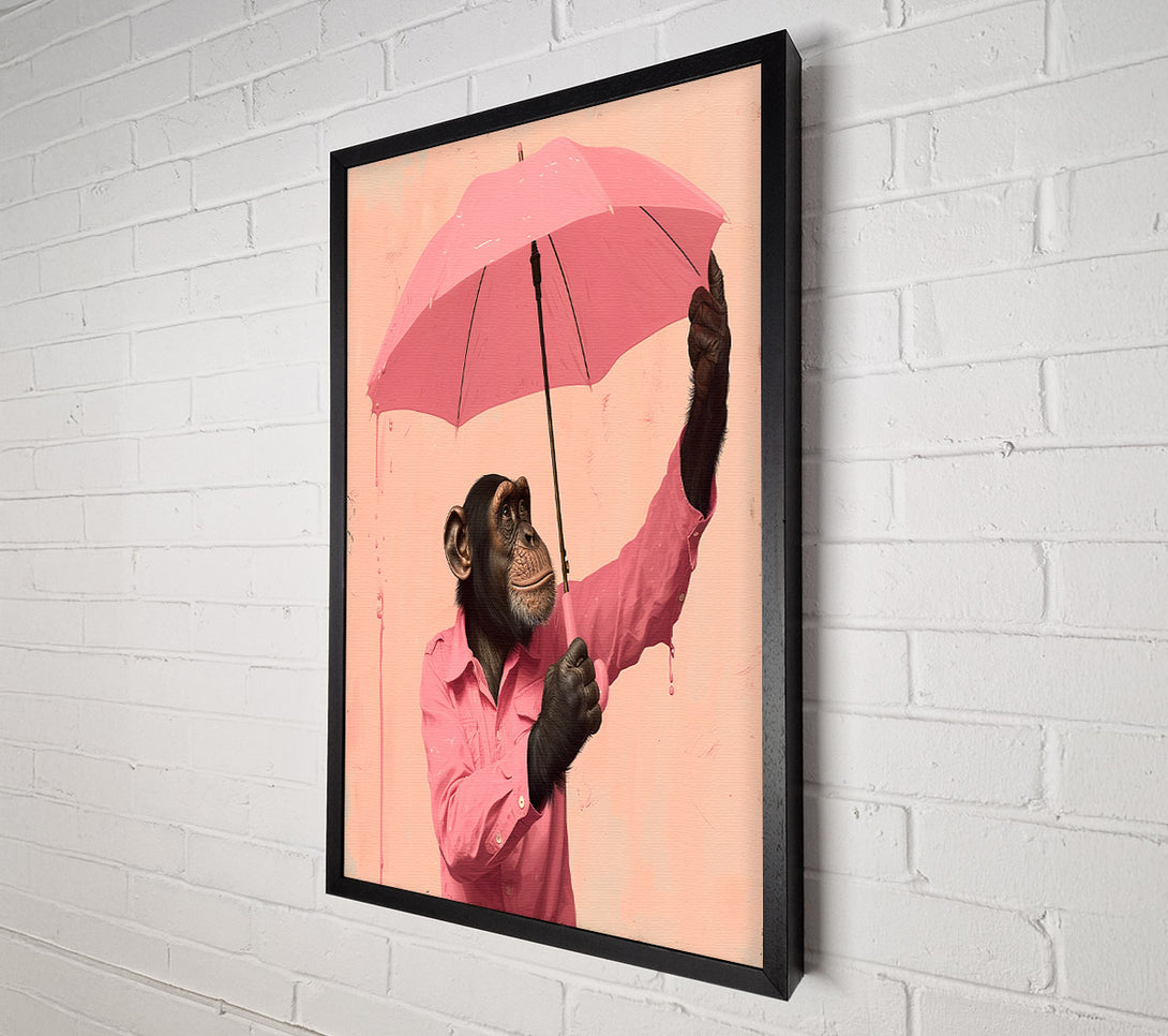  A Canvas Print of Chimpanzee Umbrella Canvas Wall Art