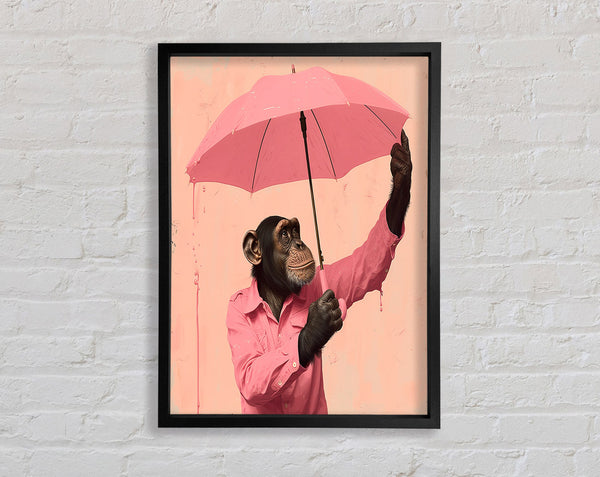 Chimpanzee Umbrella Framed Print