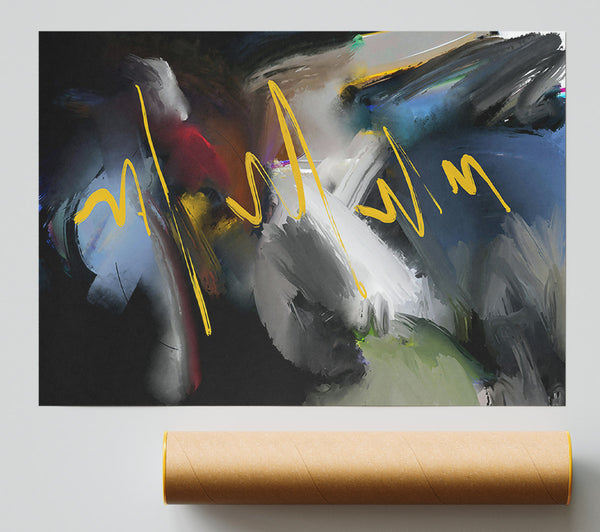 Yellow Abstract Swirl Print