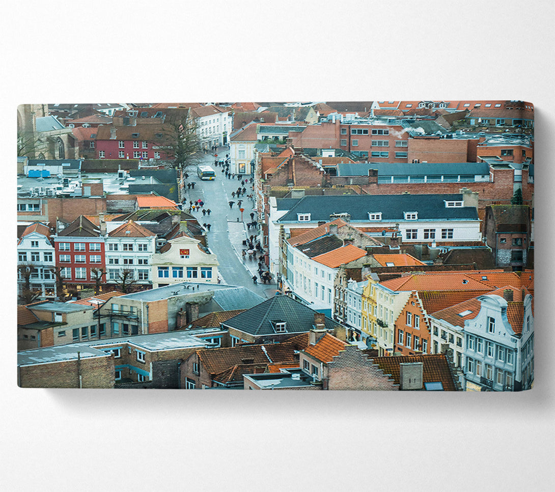  A Canvas Print of Grey Roofs And People Canvas Print