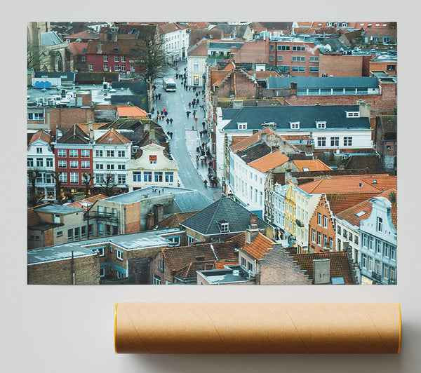 Grey Roofs And People Giclee Print
