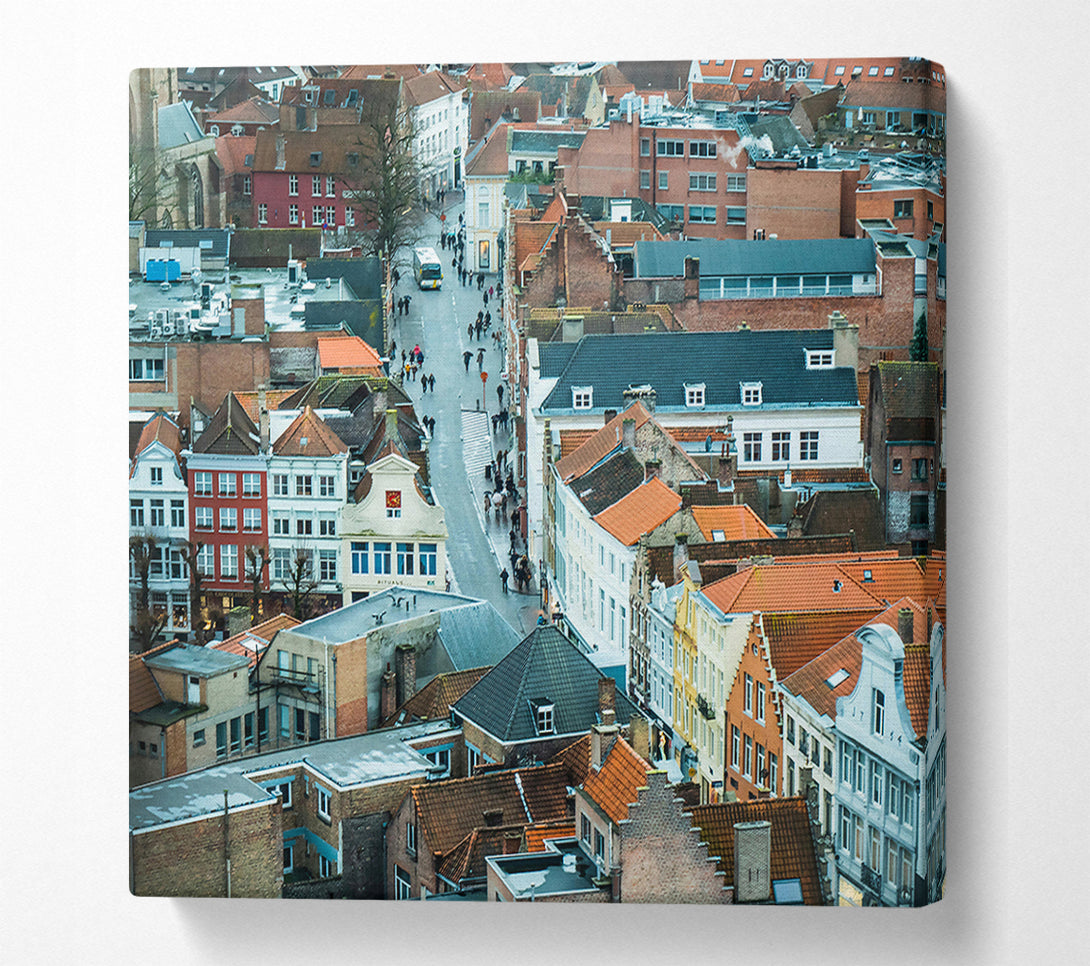  A Canvas Print of Grey Roofs And People Canvas Print
