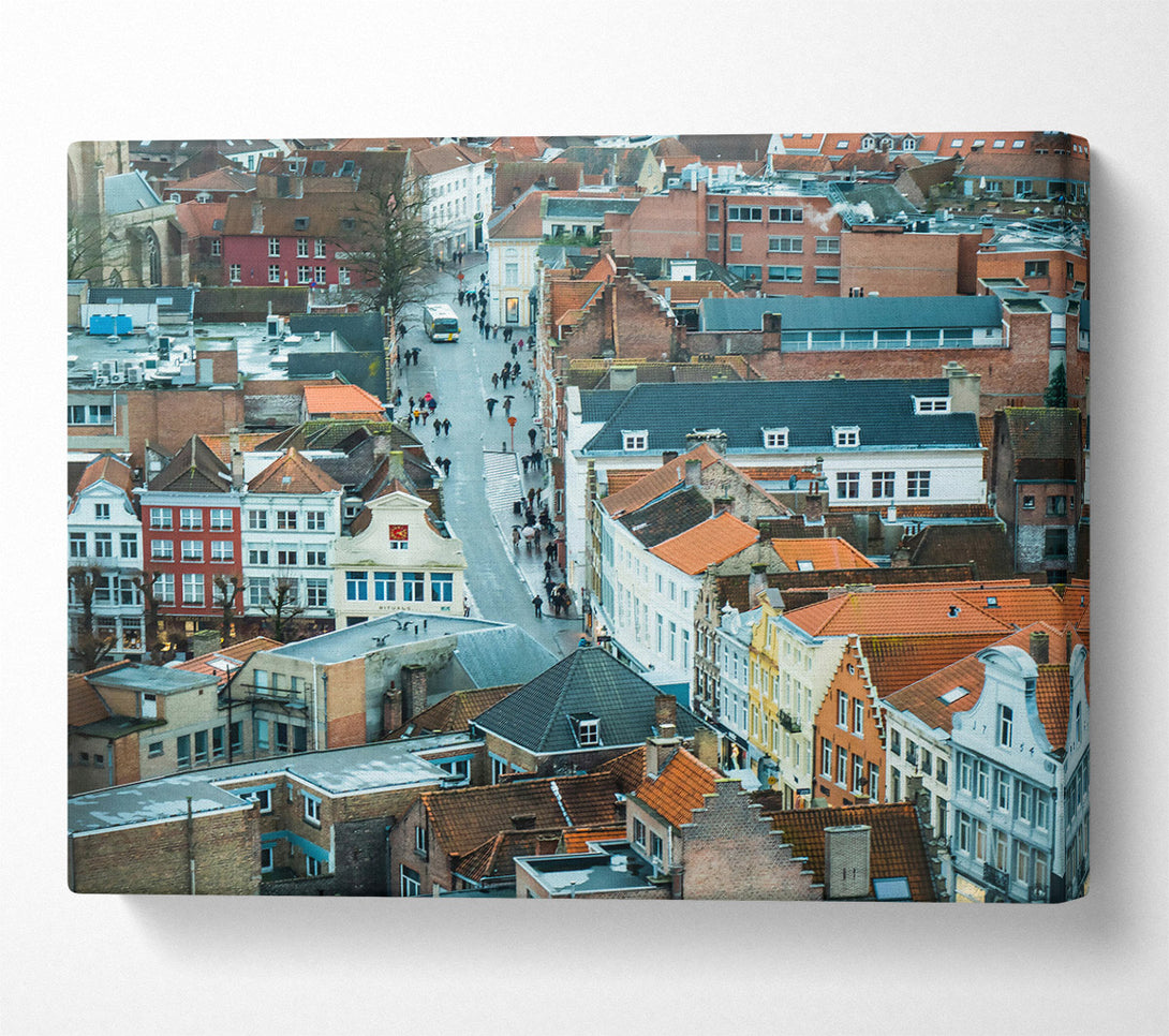  A Canvas Print of Grey Roofs And People Canvas Print