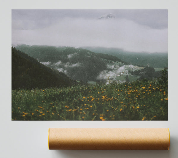 Green Foggy Mountains Print