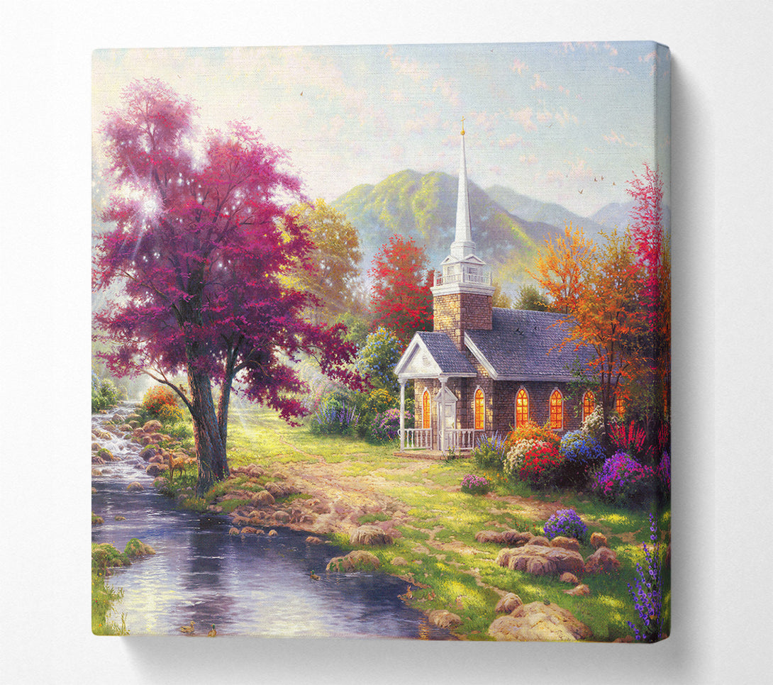  A Canvas Print of Church Autumn Canvas Art