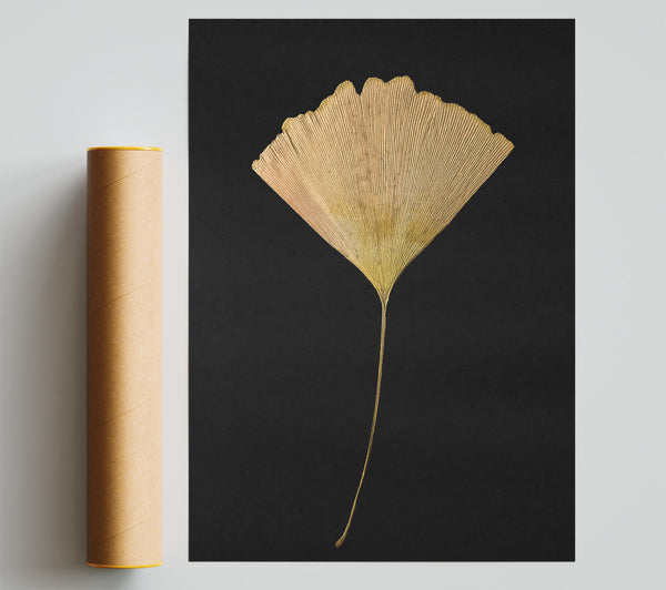 Golden Ginkgo Leaf Poster