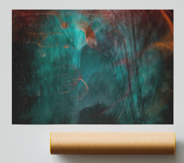 Teal Forest Swirls Print