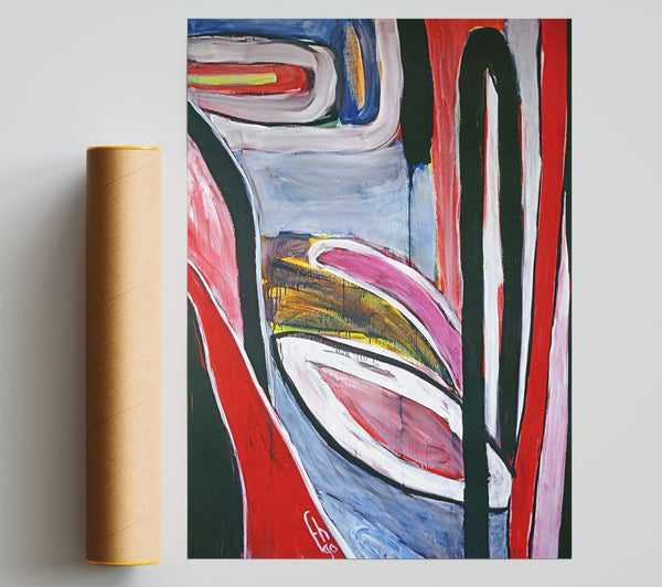 Red Swirls And Lines Giclee Print