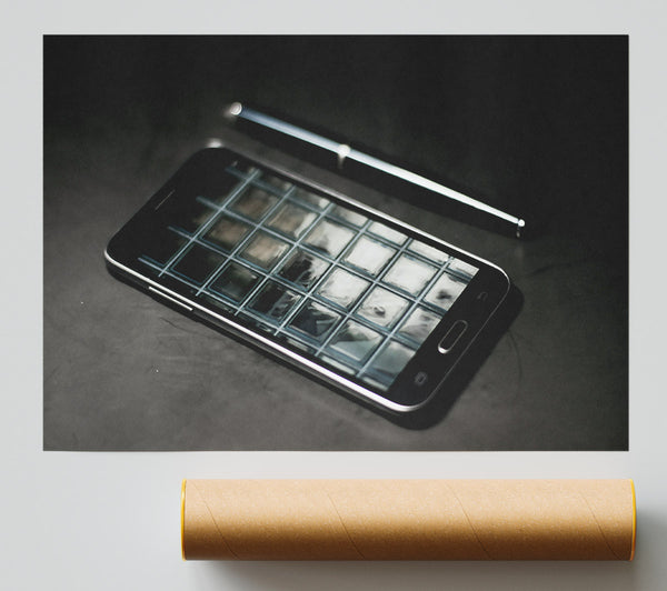 Black And Silver Grid Print