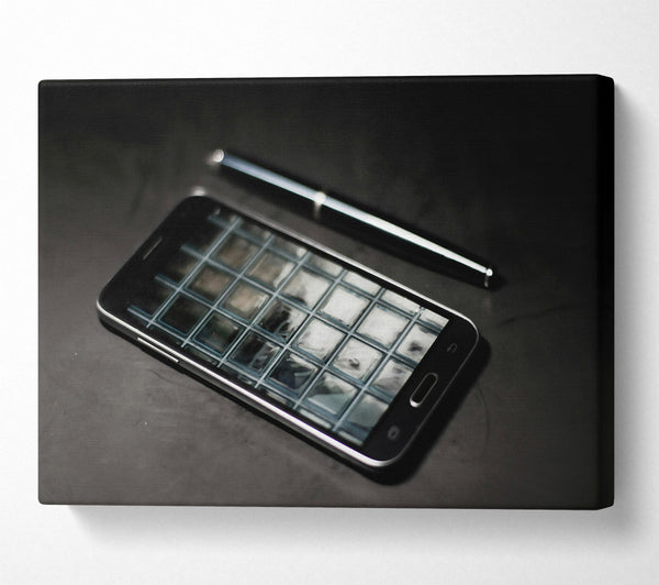  A Canvas Print of Black And Silver Grid Canvas Print