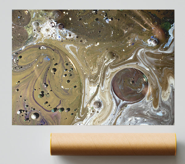 Golden Swirling Cosmos Poster