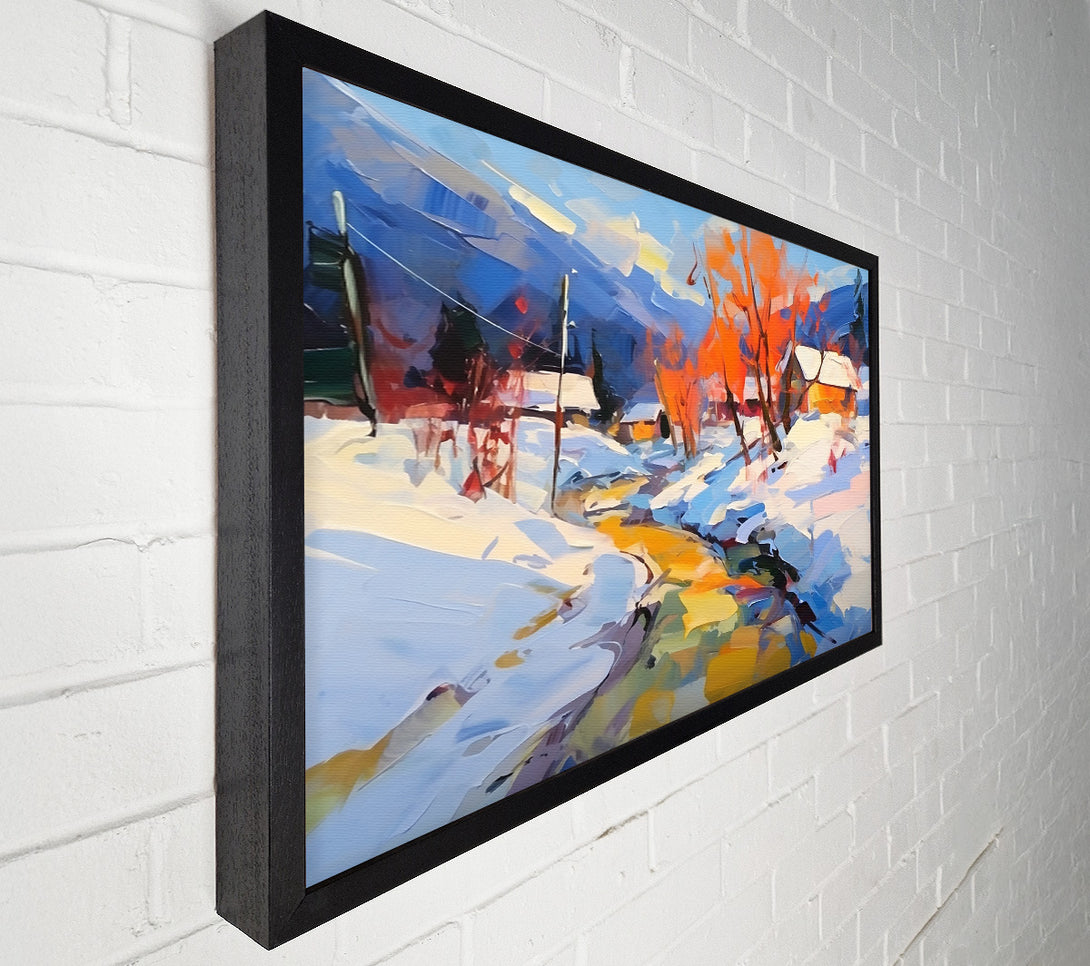  A Canvas Print of Golden Winter Stream Canvas Print
