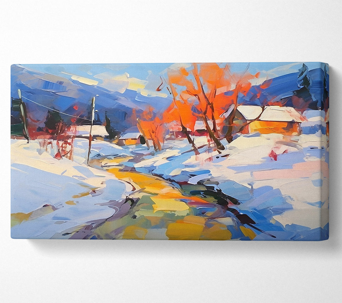  A Canvas Print of Golden Winter Stream Canvas Print