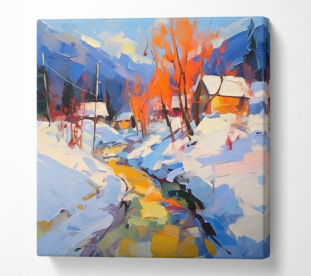  A Canvas Print of Golden Winter Stream Canvas Print