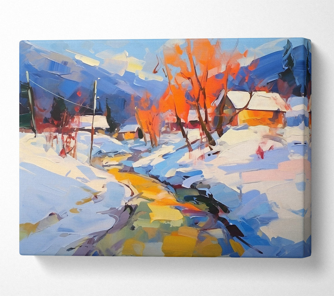  A Canvas Print of Golden Winter Stream Canvas Print