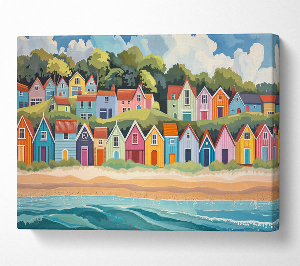  A Canvas Print of Blue Beach Houses Canvas Print