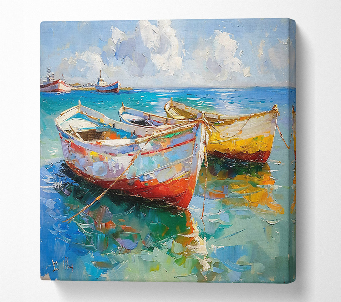  A Canvas Print of Blue Boats At Rest Canvas Art