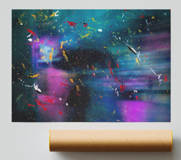 Teal Cosmic Splashes Giclee Print