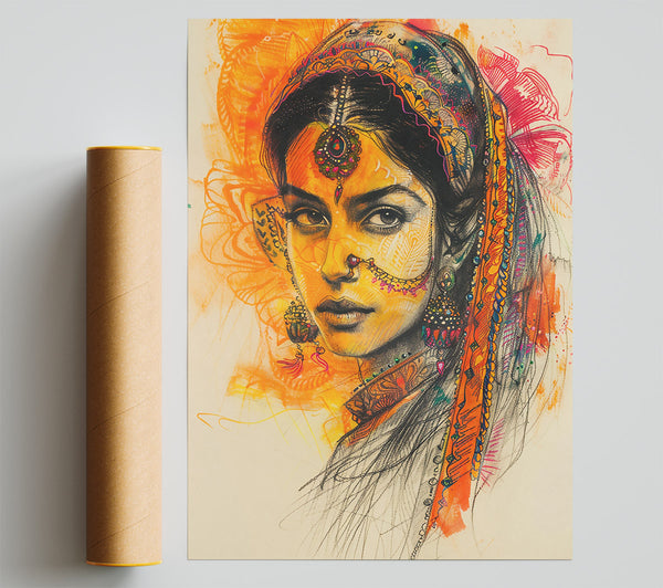 Golden Veiled Beauty Poster