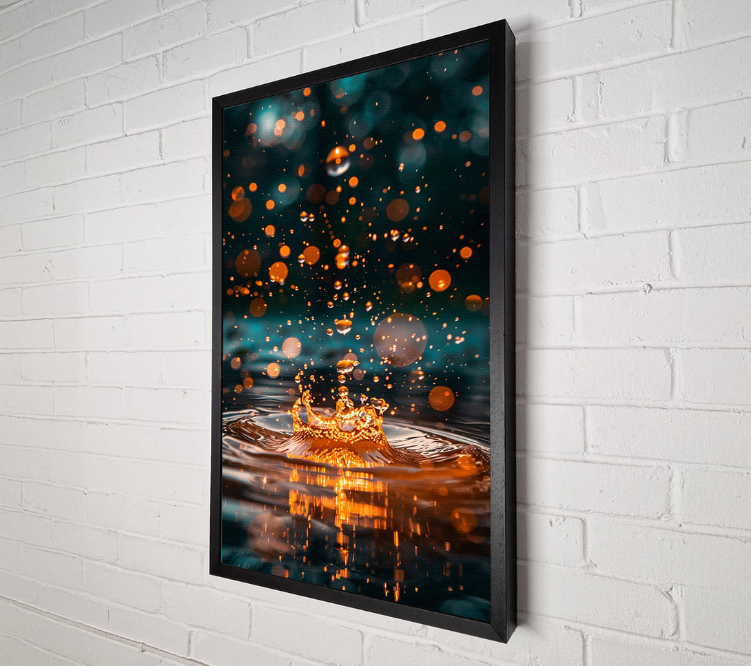  A Canvas Print of Golden Water Drop Splash Canvas Wall Art
