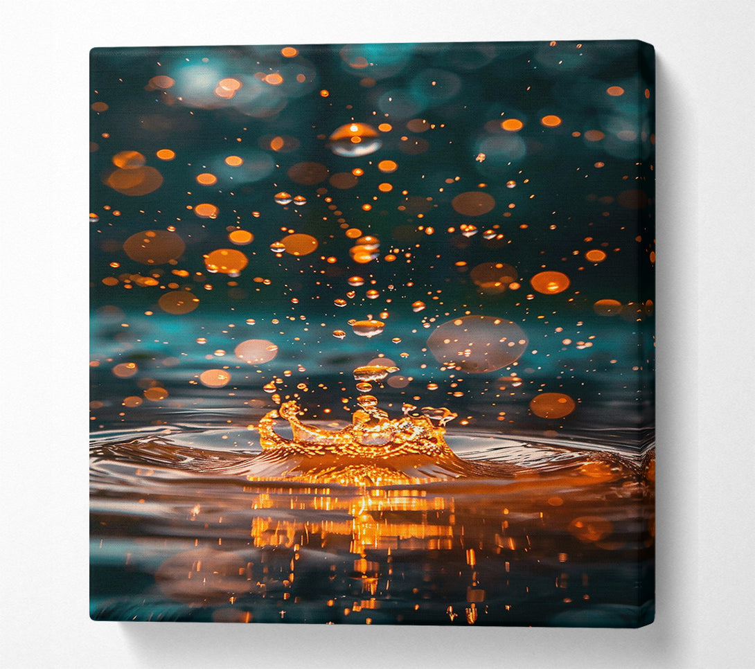  A Canvas Print of Golden Water Drop Splash Canvas Wall Art