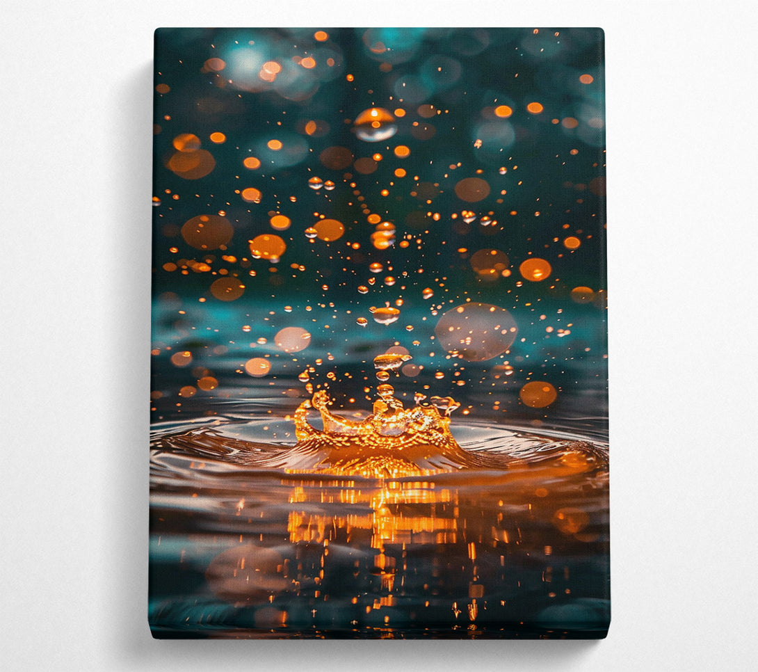  A Canvas Print of Golden Water Drop Splash Canvas Wall Art