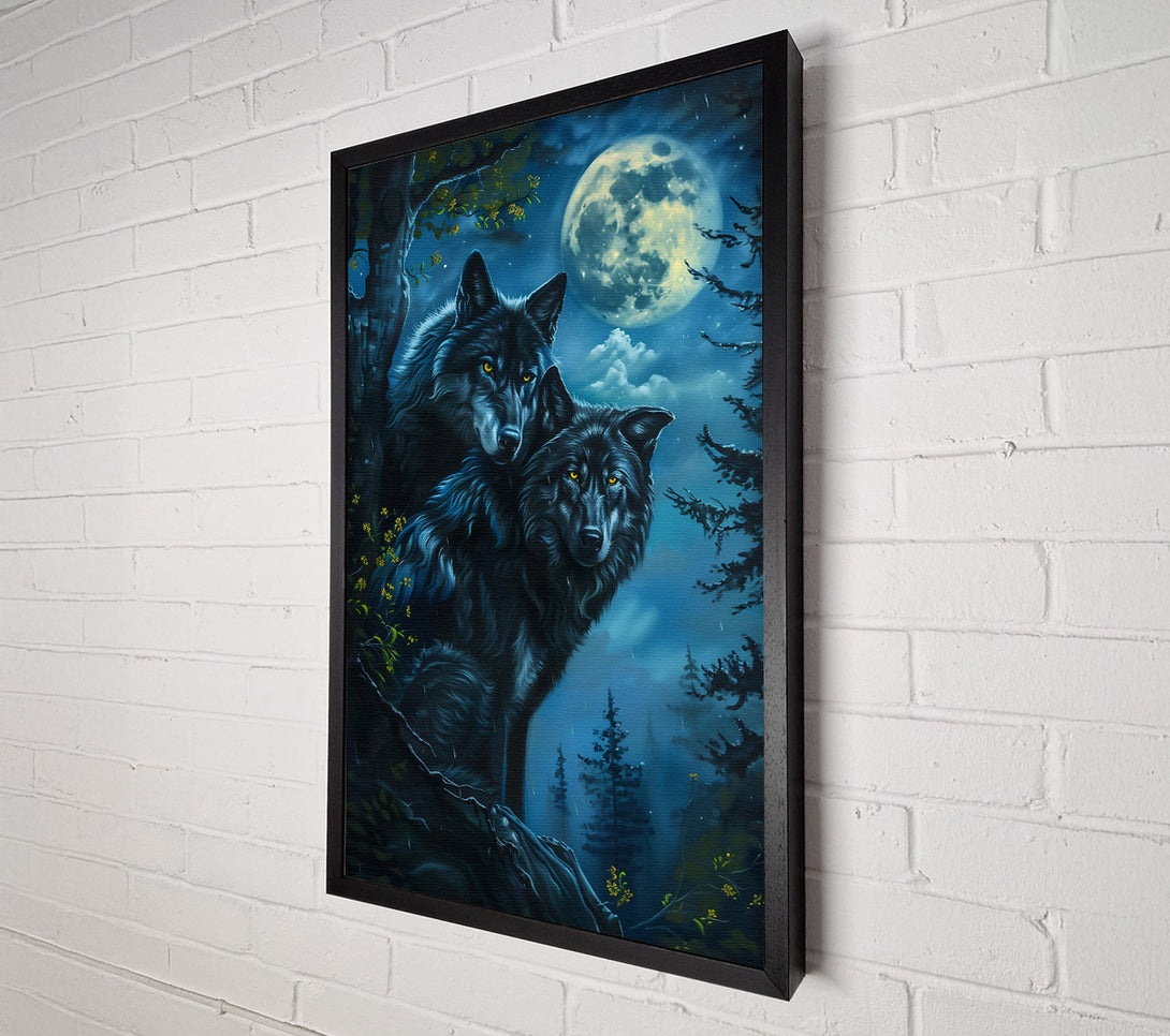  A Canvas Print of Blue Night Wolves Canvas Art