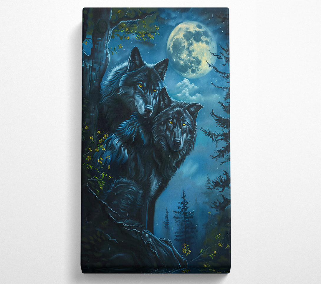  A Canvas Print of Blue Night Wolves Canvas Art