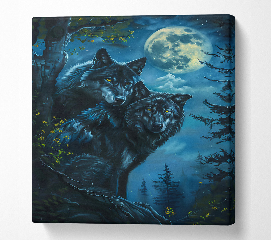  A Canvas Print of Blue Night Wolves Canvas Art
