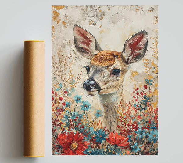 Golden Fawn Bloom Giclee Print