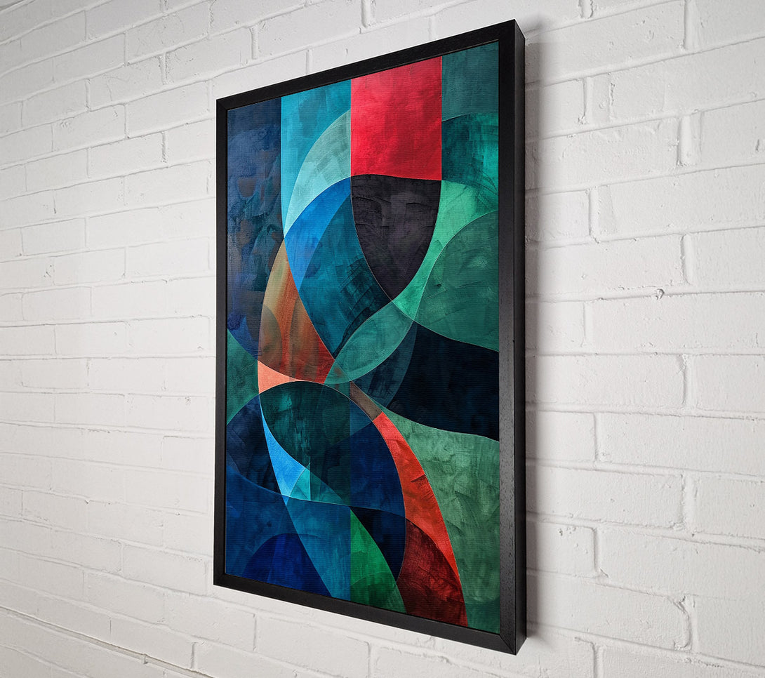  A Canvas Print of Teal Curved Abstractions Canvas Wall Art