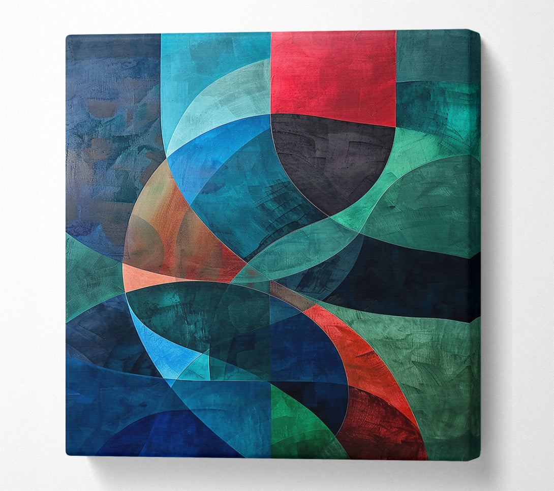  A Canvas Print of Teal Curved Abstractions Canvas Wall Art