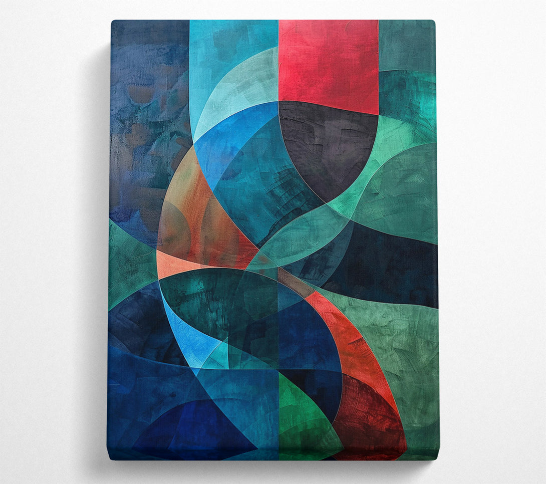  A Canvas Print of Teal Curved Abstractions Canvas Wall Art