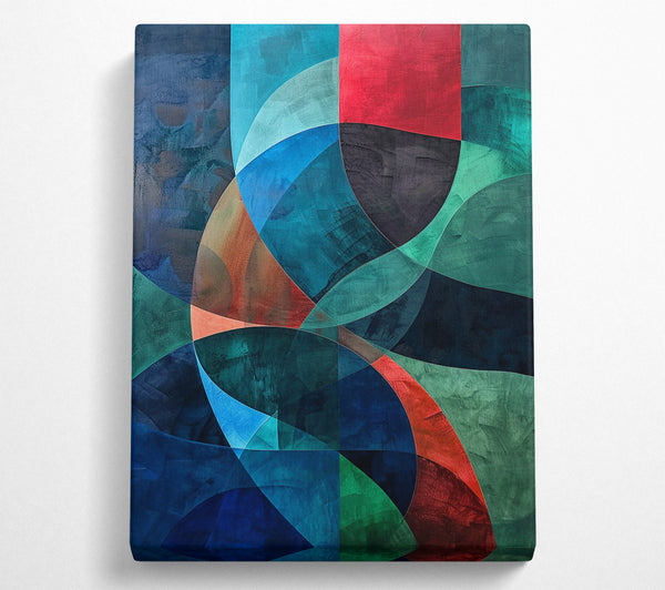  A Canvas Print of Teal Curved Abstractions Canvas Wall Art