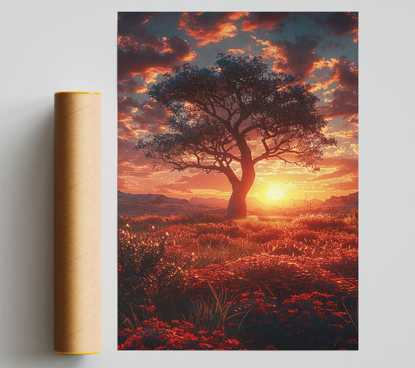 Orange Sunset Silhouette Print