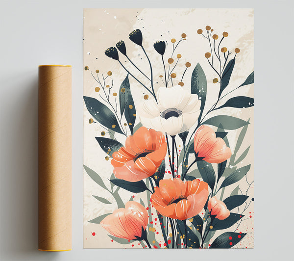 Peach And White Blooms Poster