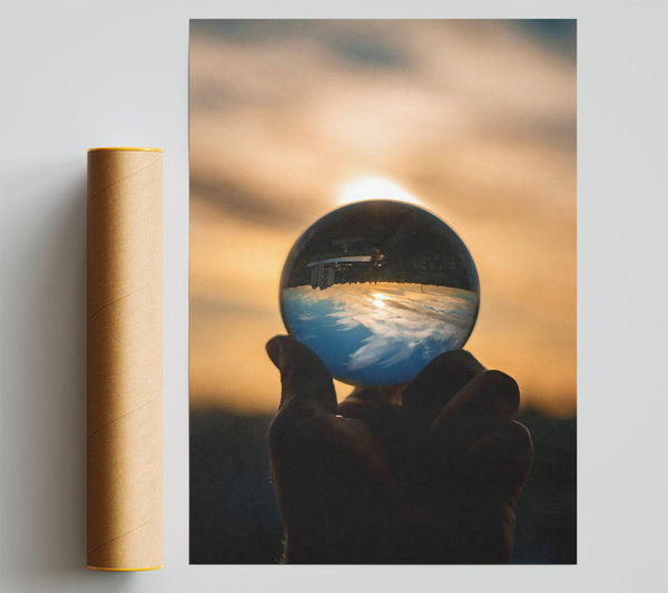 Golden Sunset Sphere Giclee Print