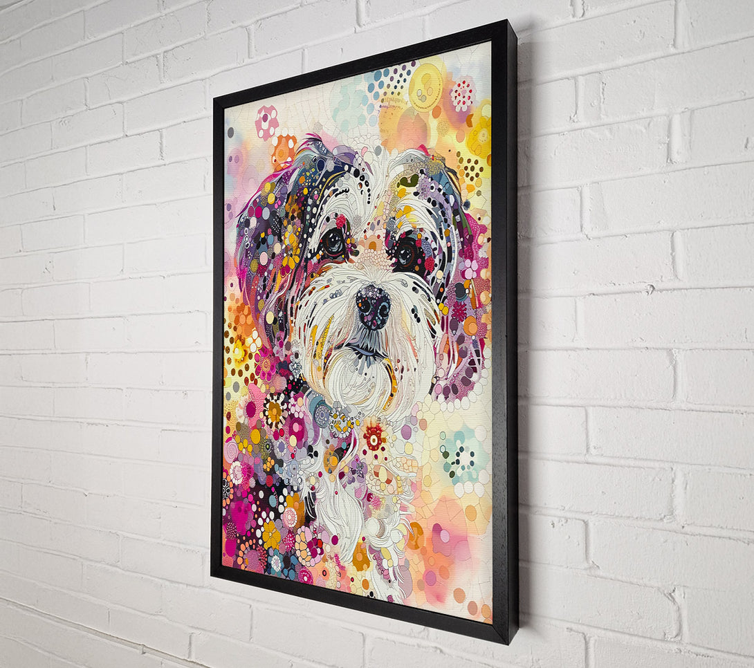  A Canvas Print of Pink Floral Pup Canvas Art