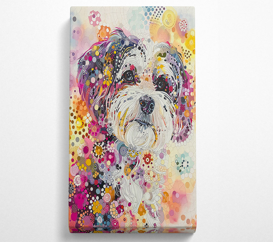  A Canvas Print of Pink Floral Pup Canvas Art
