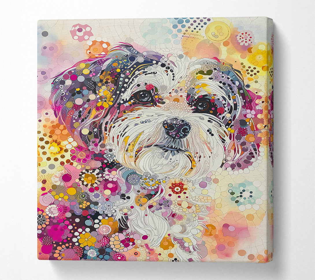  A Canvas Print of Pink Floral Pup Canvas Art